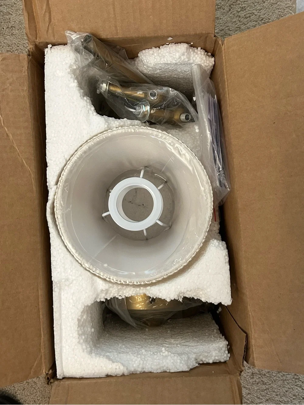 NIB Phansthy Hardwired Wall Sconces Set of 2 Vintage Antique Brass Khaki Shade